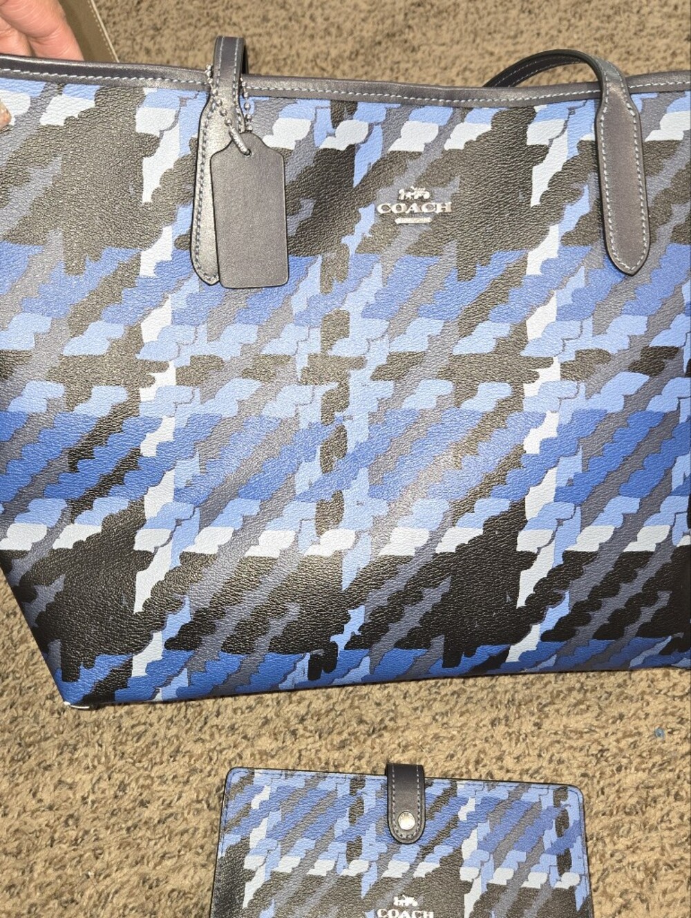 Coach Blue and Black Camo Tote & Matching Wallet